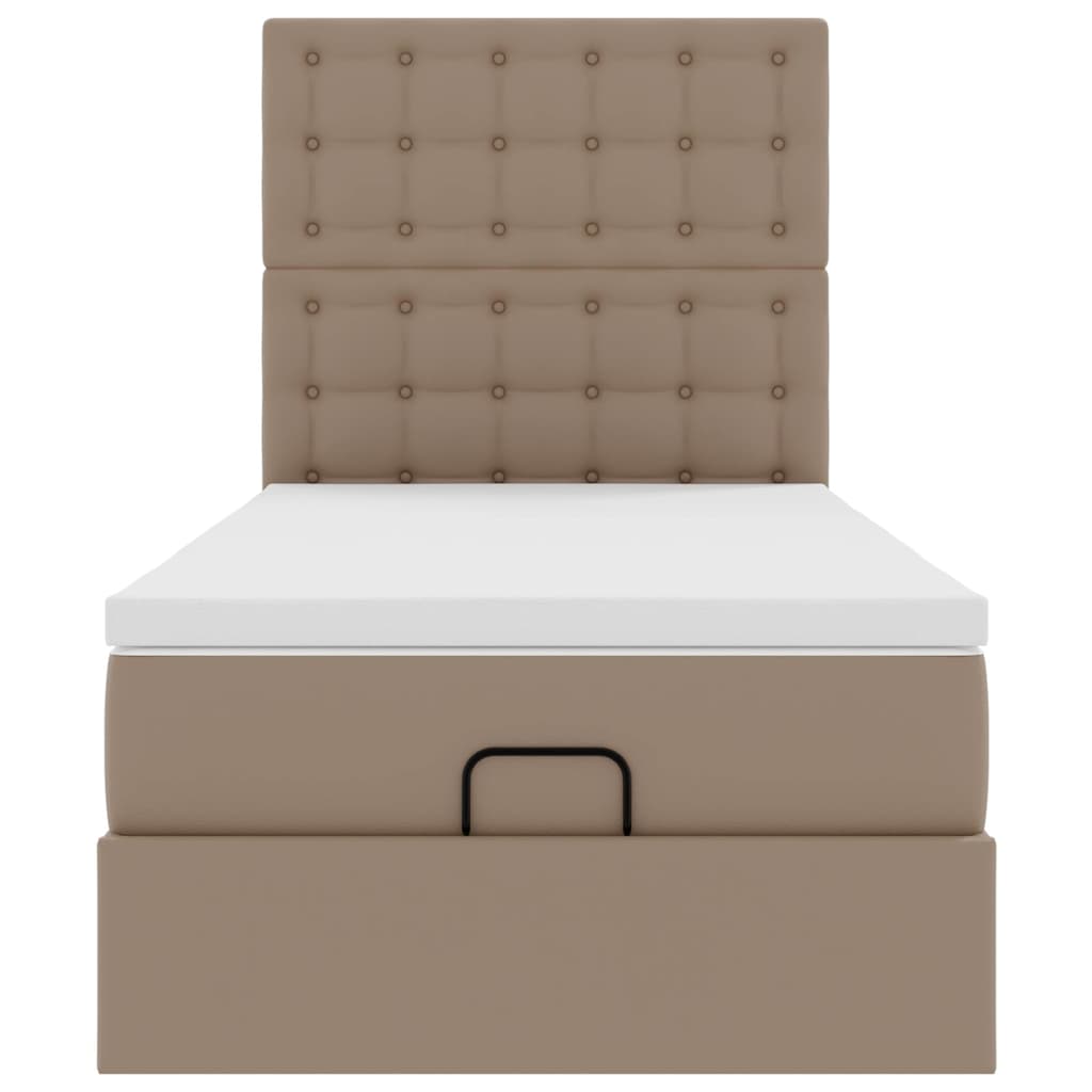 Cama otomana com colchão 90x200 cm couro artificial cappucino
