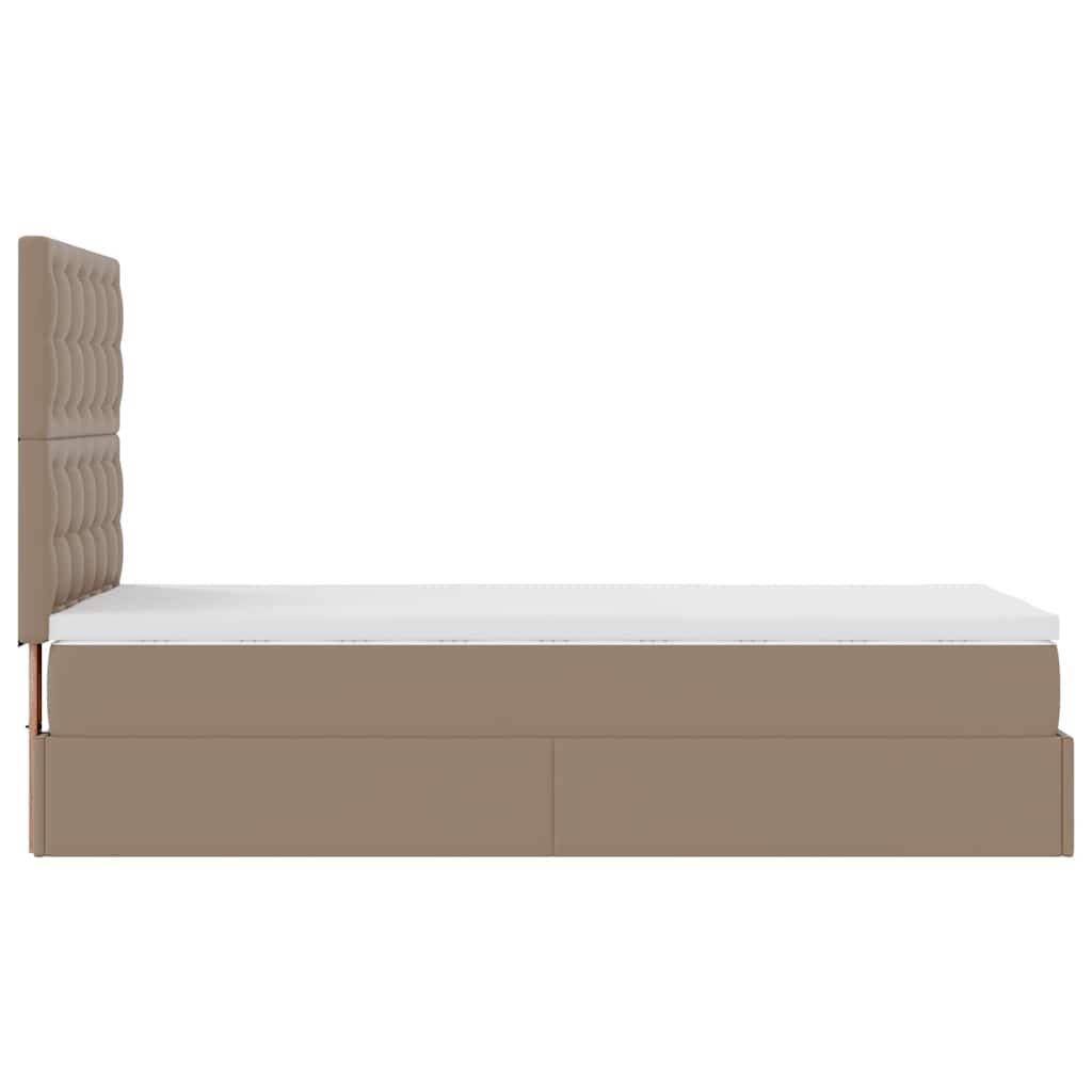 Cama otomana com colchão 90x200 cm couro artificial cappucino