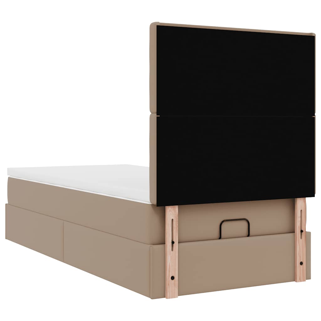 Cama otomana com colchão 90x200 cm couro artificial cappucino