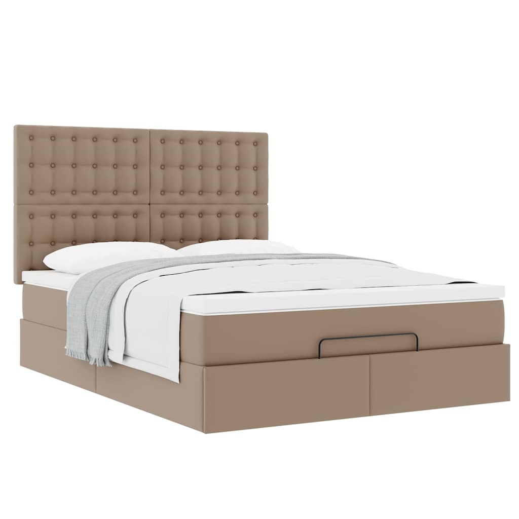 Estrutura de cama otomana com colchão cappucino 140x190 cm