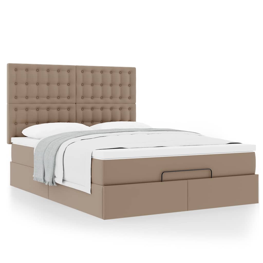 Estrutura de cama otomana com colchão cappucino 140x190 cm
