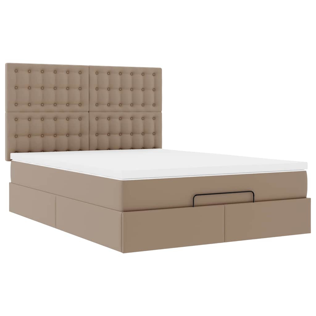 Estrutura de cama otomana com colchão cappucino 140x190 cm