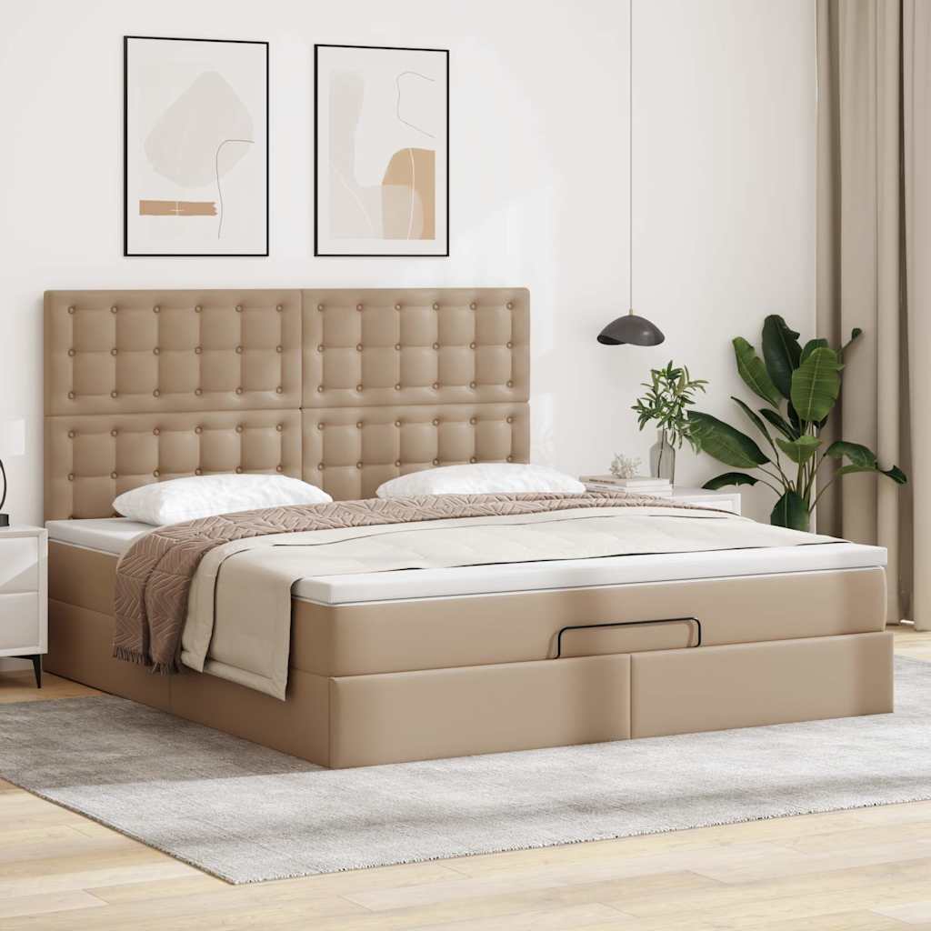 Estrutura de cama otomana com colchão cappucino 160x200 cm