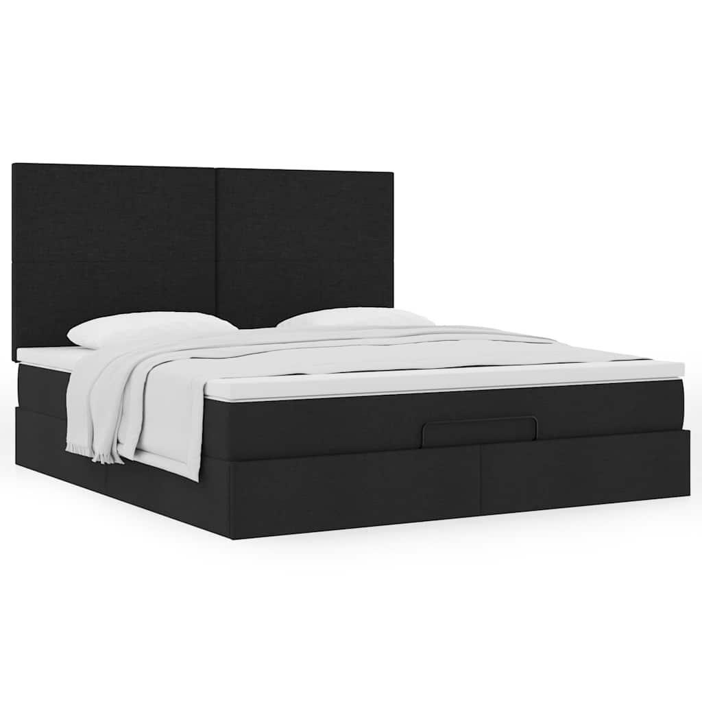 Estrutura de cama otomana com colchão 180x200 cm tecido preto