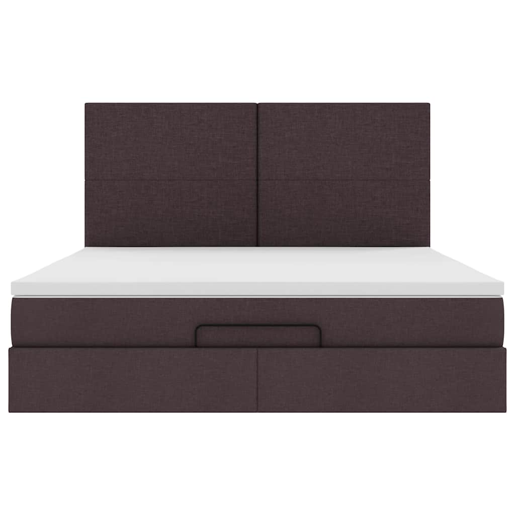Estrutura de cama otomana com colchão 180x200cm castanho escuro