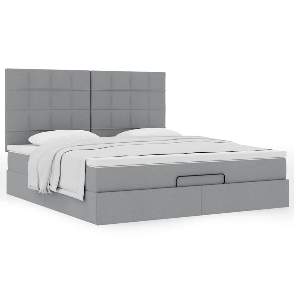Estrutura de cama otomana com colchão 180x200 cm cinzento claro