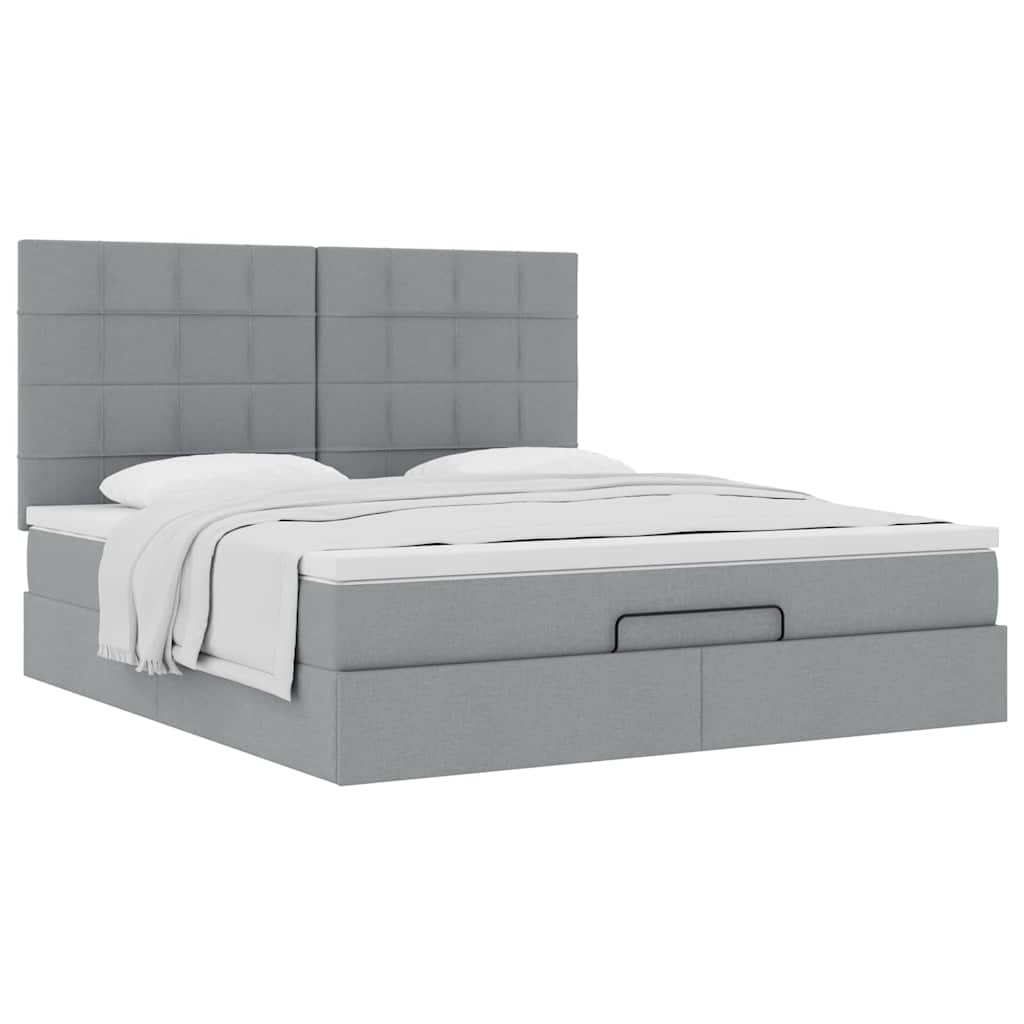 Estrutura de cama otomana com colchão 180x200 cm cinzento claro