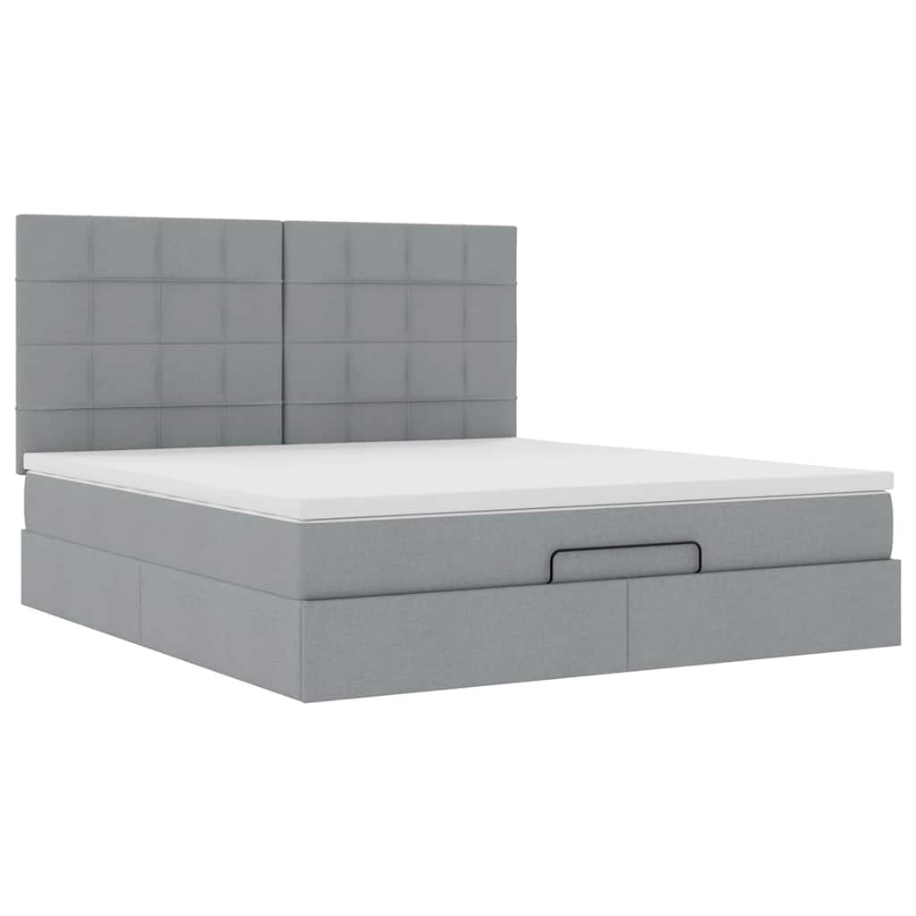 Estrutura de cama otomana com colchão 180x200 cm cinzento claro
