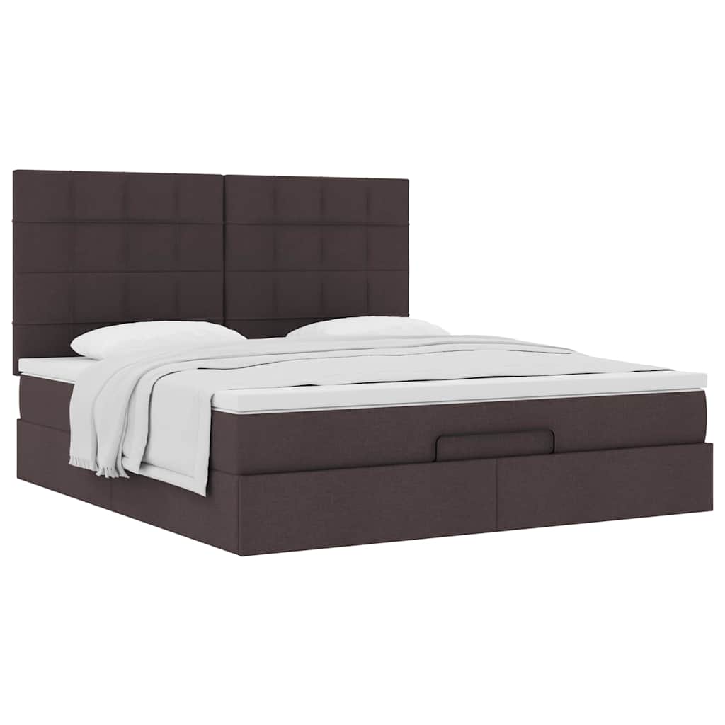 Estrutura de cama otomana com colchão 180x200cm castanho escuro