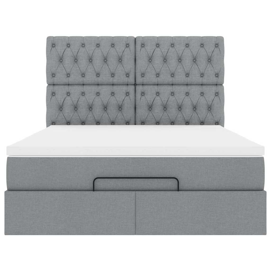 Estrutura de cama otomana com colchão 140x190 cm cinzento claro