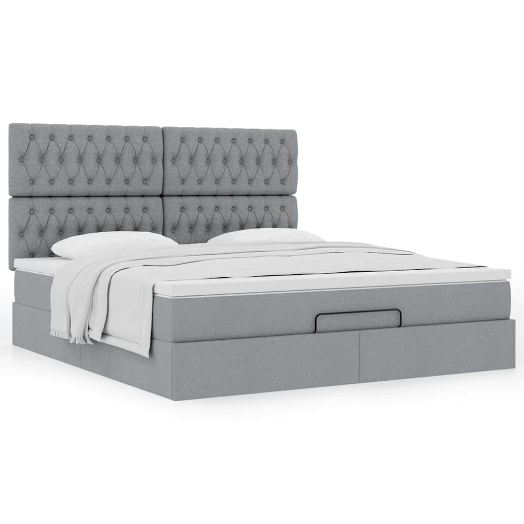 Estrutura de cama otomana com colchão 180x200 cm cinzento claro