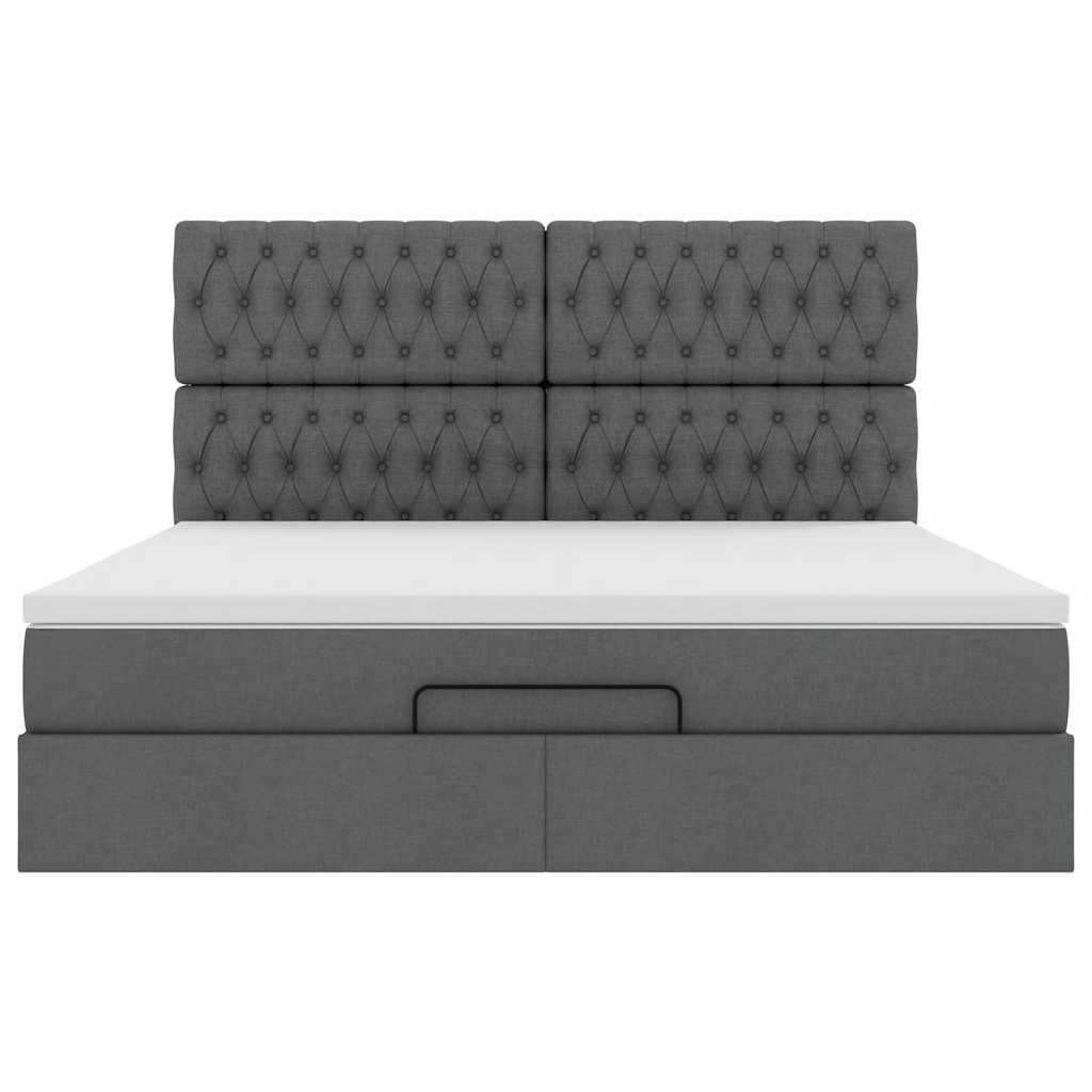 Estrutura de cama otomana com colchão 180x200cm cinzento escuro