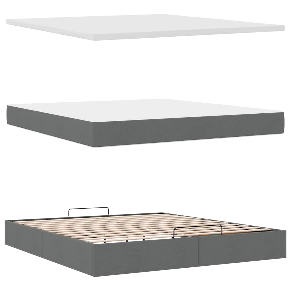 Estrutura de cama otomana com colchão 180x200cm cinzento escuro