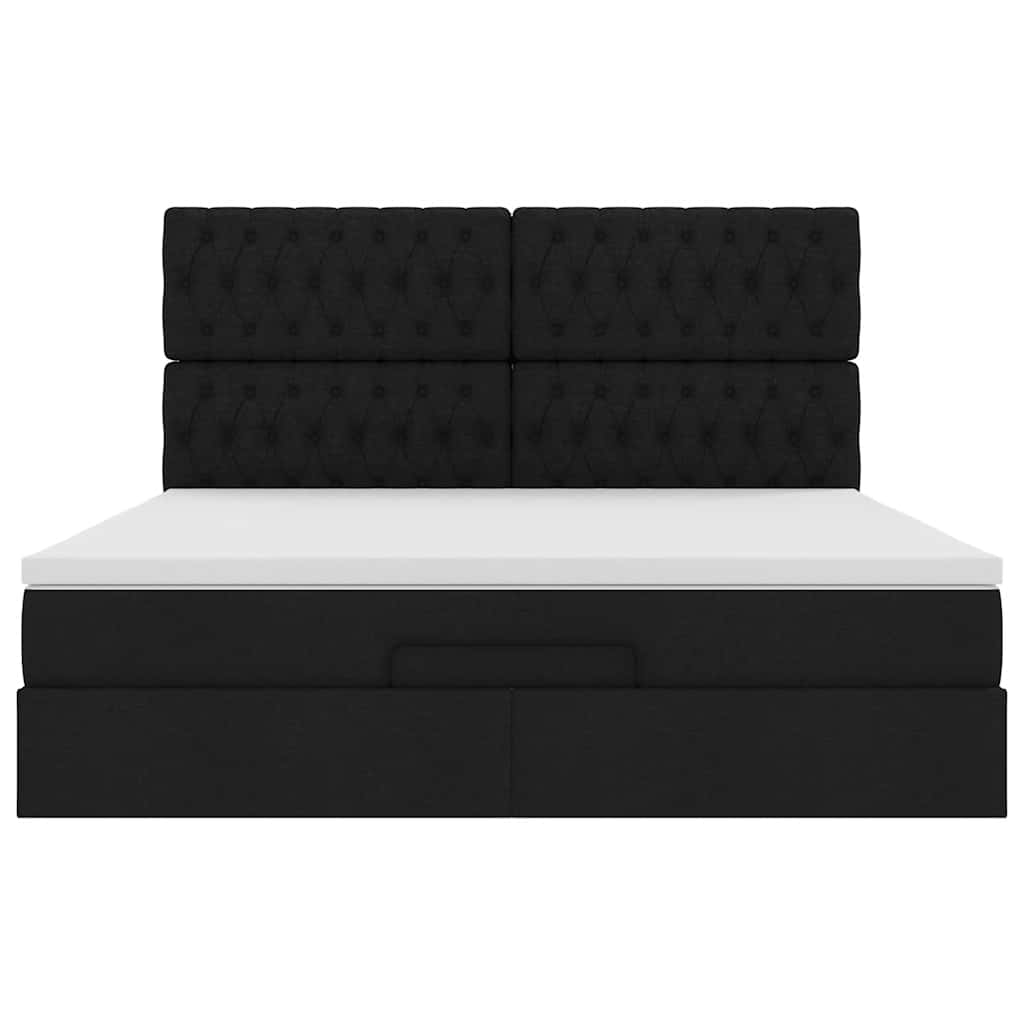 Estrutura de cama otomana com colchão 180x200 cm tecido preto