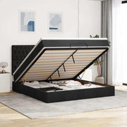 Estrutura de cama otomana com colchão 180x200 cm tecido preto