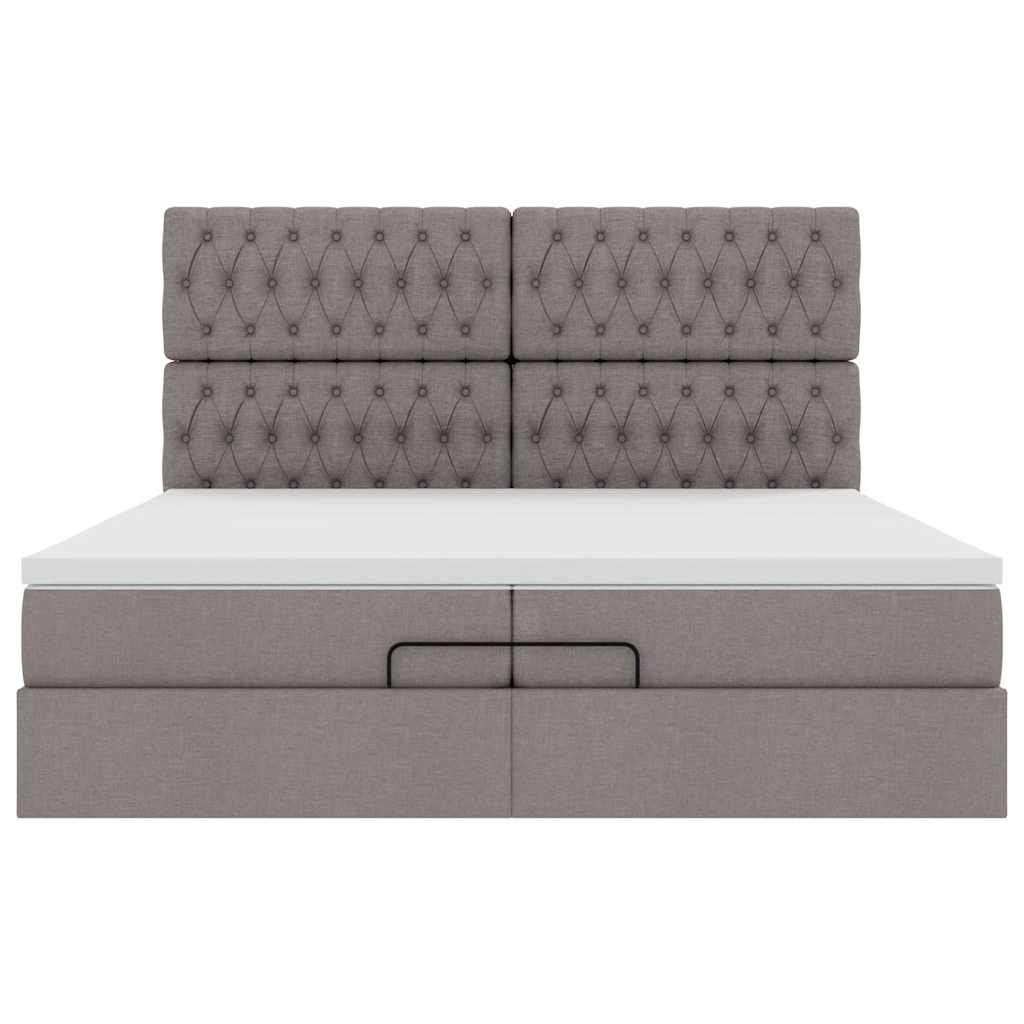 Estrutura cama otomana com colchões tecido cinzento 200x200cm