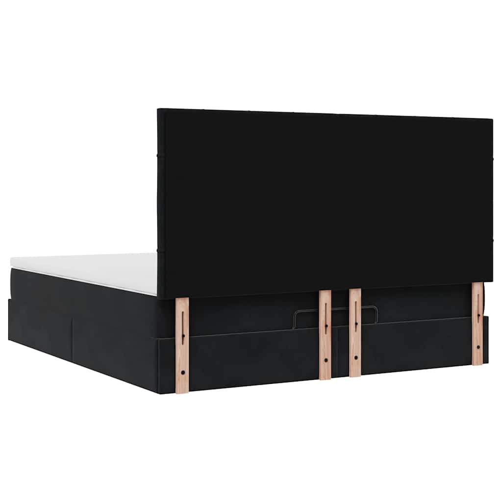 Estrutura de cama otomana com colchões 180x200cm veludo preto