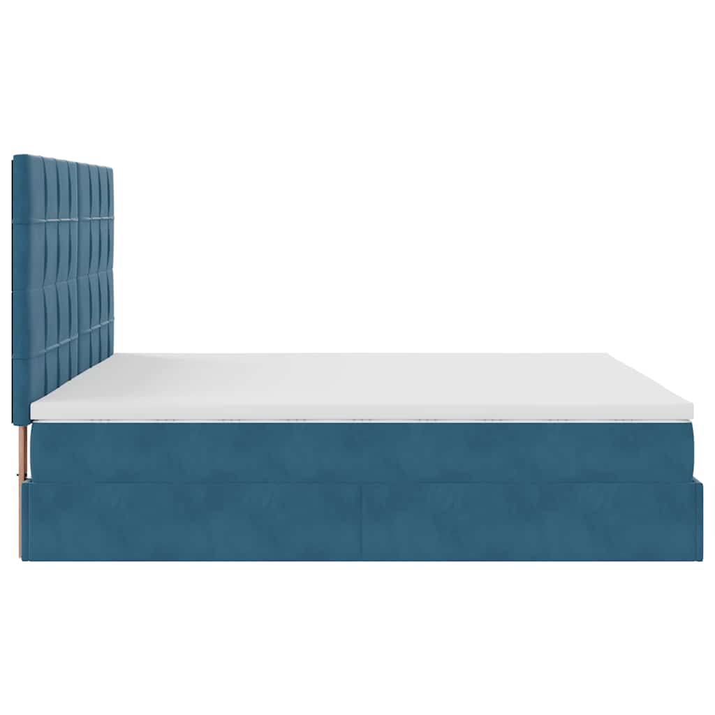 Estrutura cama otomana colchões 180x200 cm veludo azul escuro