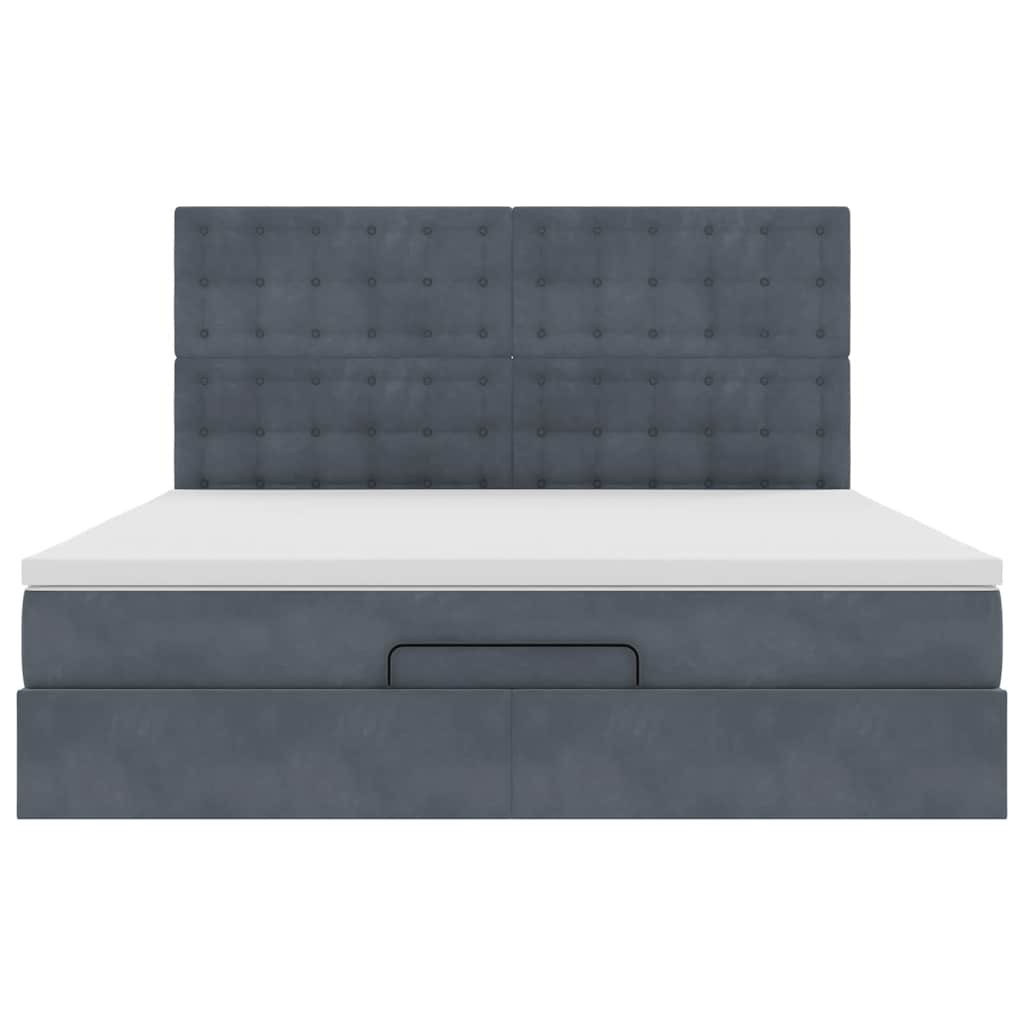 Estrutura cama otomana colchões 180x200 cm cinzento escuro