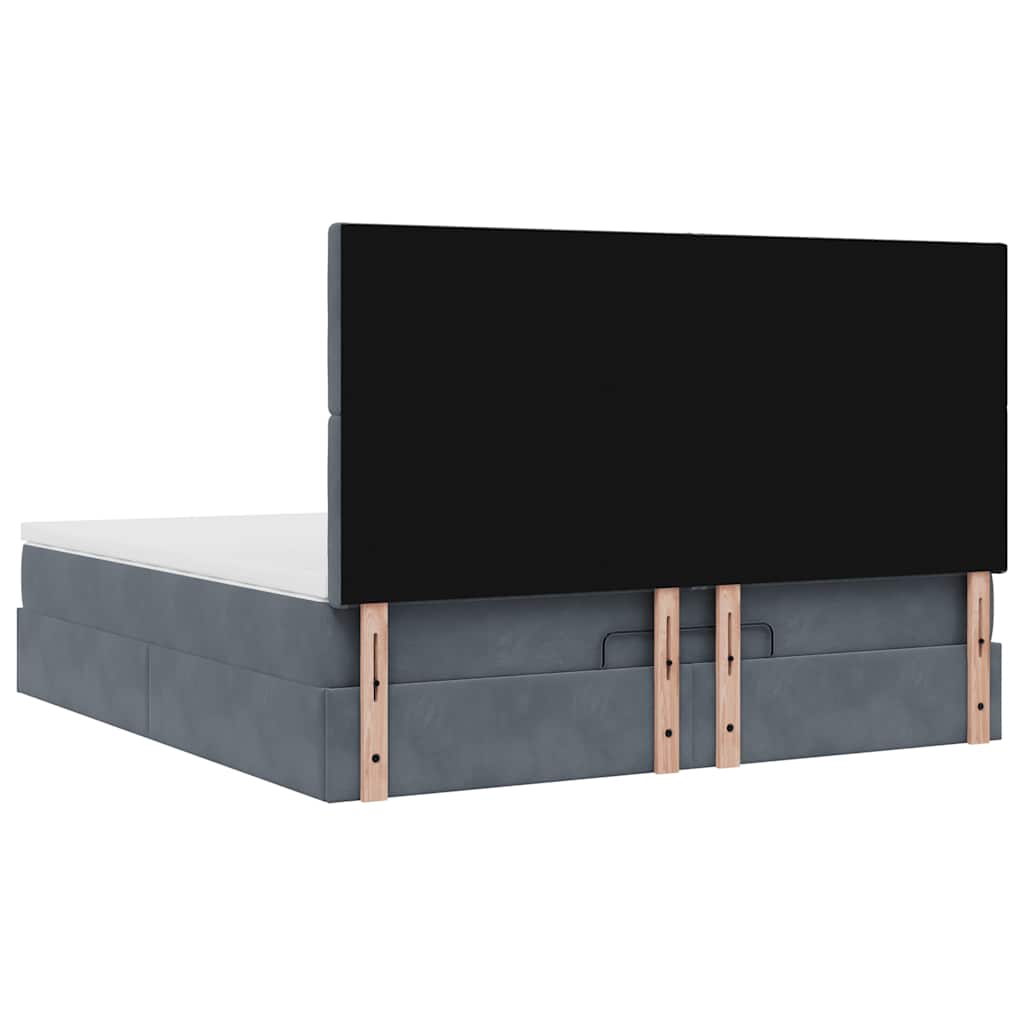 Estrutura cama otomana colchões 180x200 cm cinzento escuro