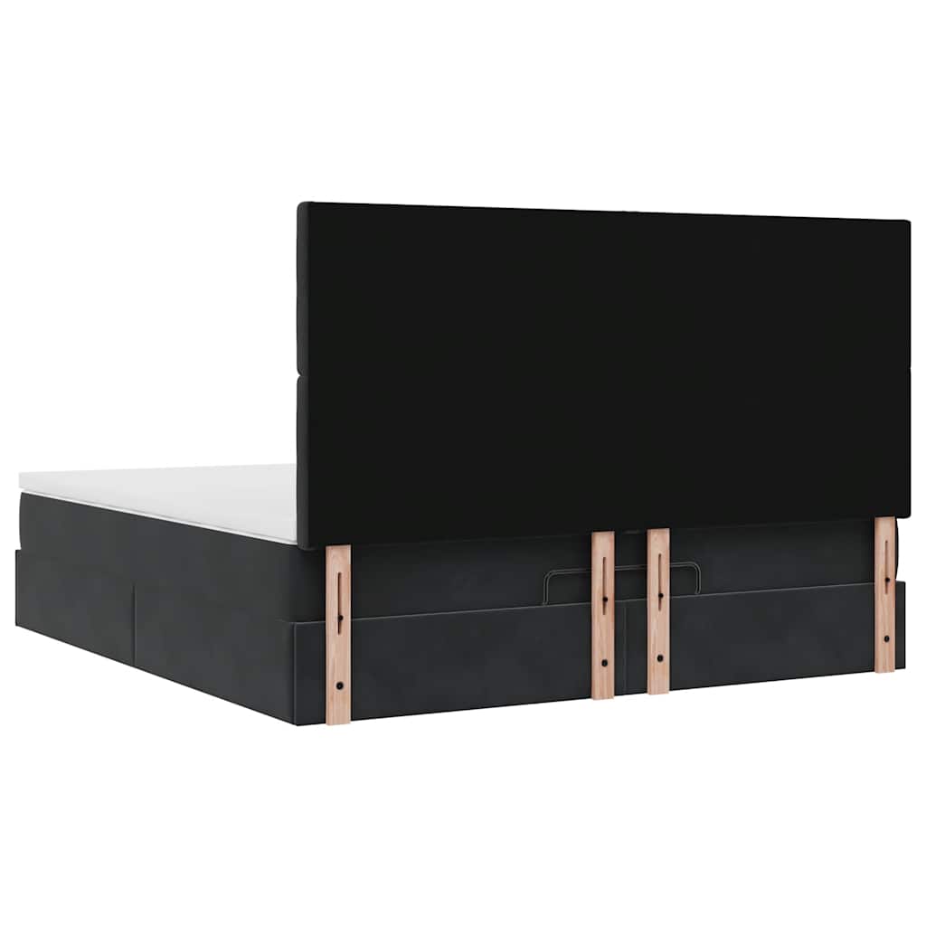 Estrutura de cama otomana com colchões 180x200cm veludo preto