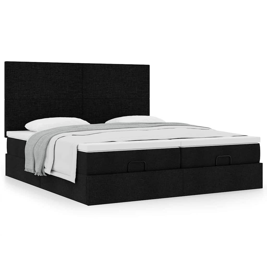 63 / 5,000 Estrutura de cama otomana com colchões tecido preto