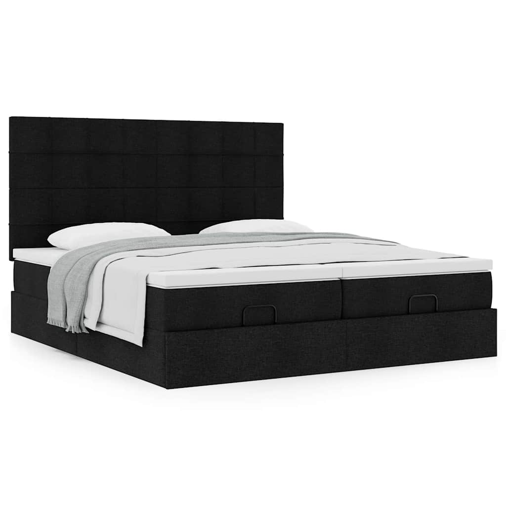 63 / 5,000 Estrutura de cama otomana com colchões tecido preto