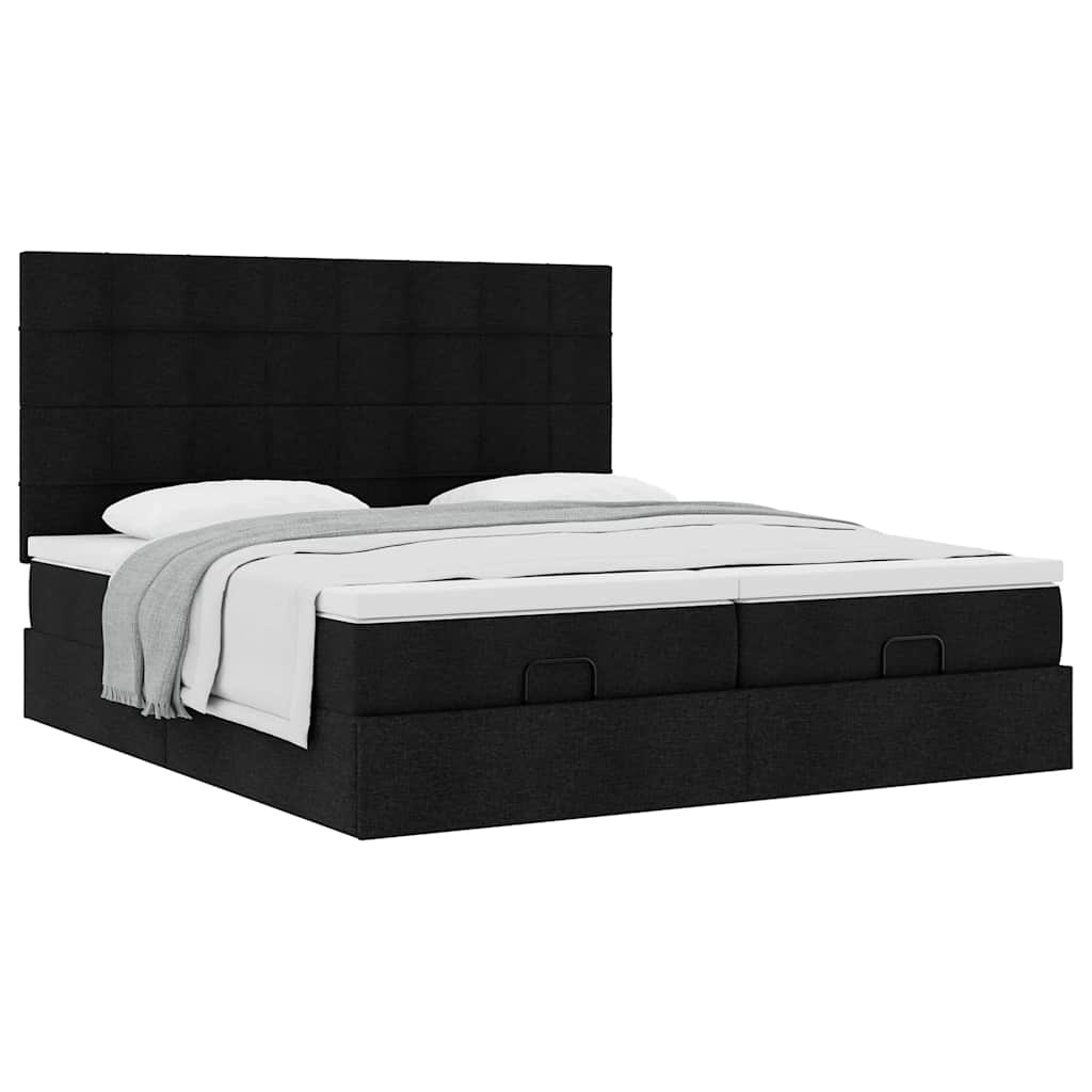 63 / 5,000 Estrutura de cama otomana com colchões tecido preto