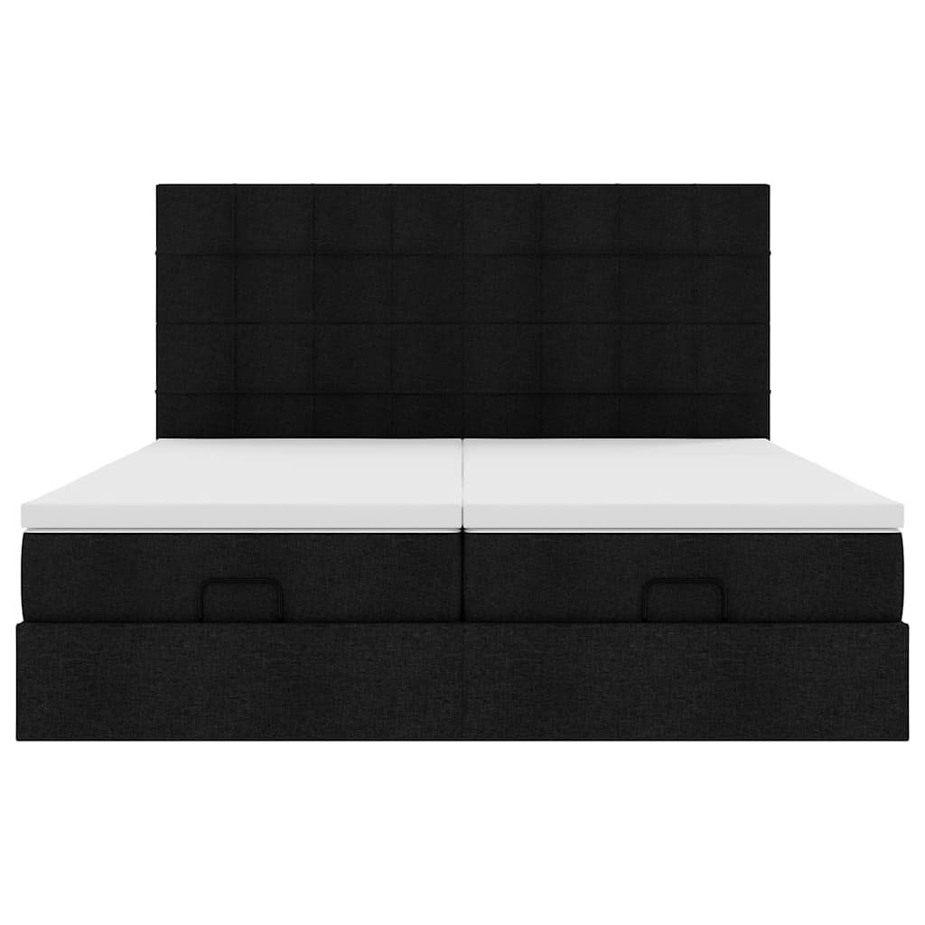 63 / 5,000 Estrutura de cama otomana com colchões tecido preto