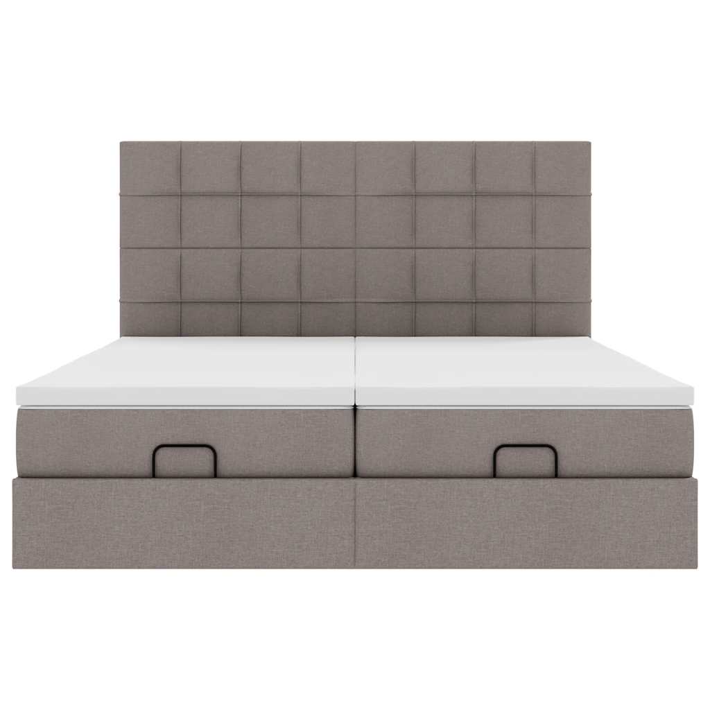 Estrutura cama otomana com colchões tecido cinzento 200x200cm