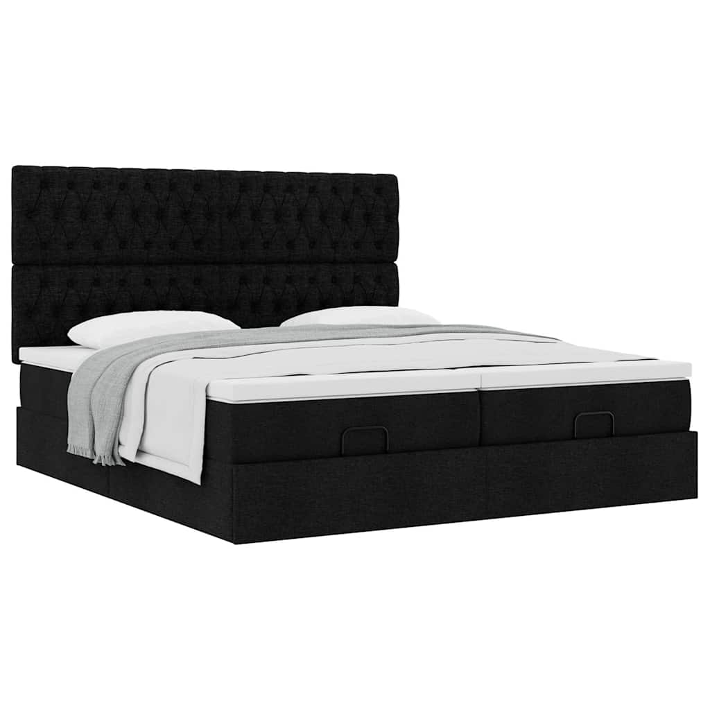 63 / 5,000 Estrutura de cama otomana com colchões tecido preto