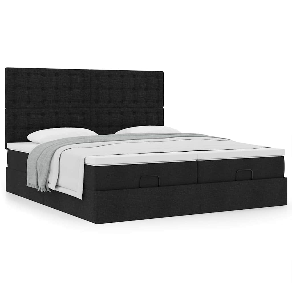 63 / 5,000 Estrutura de cama otomana com colchões tecido preto