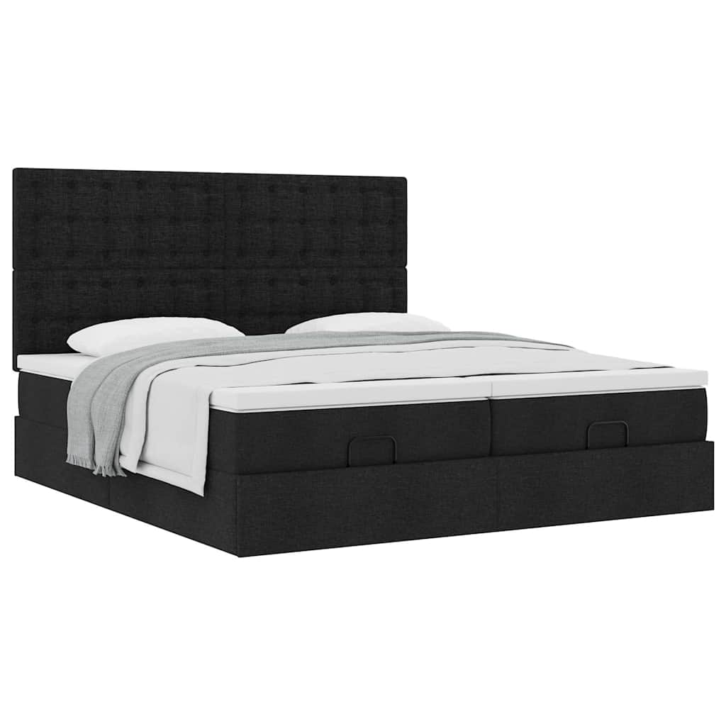 63 / 5,000 Estrutura de cama otomana com colchões tecido preto