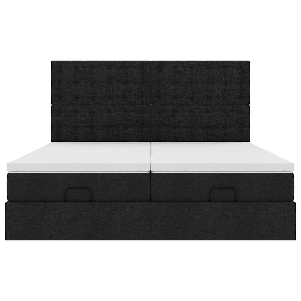 63 / 5,000 Estrutura de cama otomana com colchões tecido preto