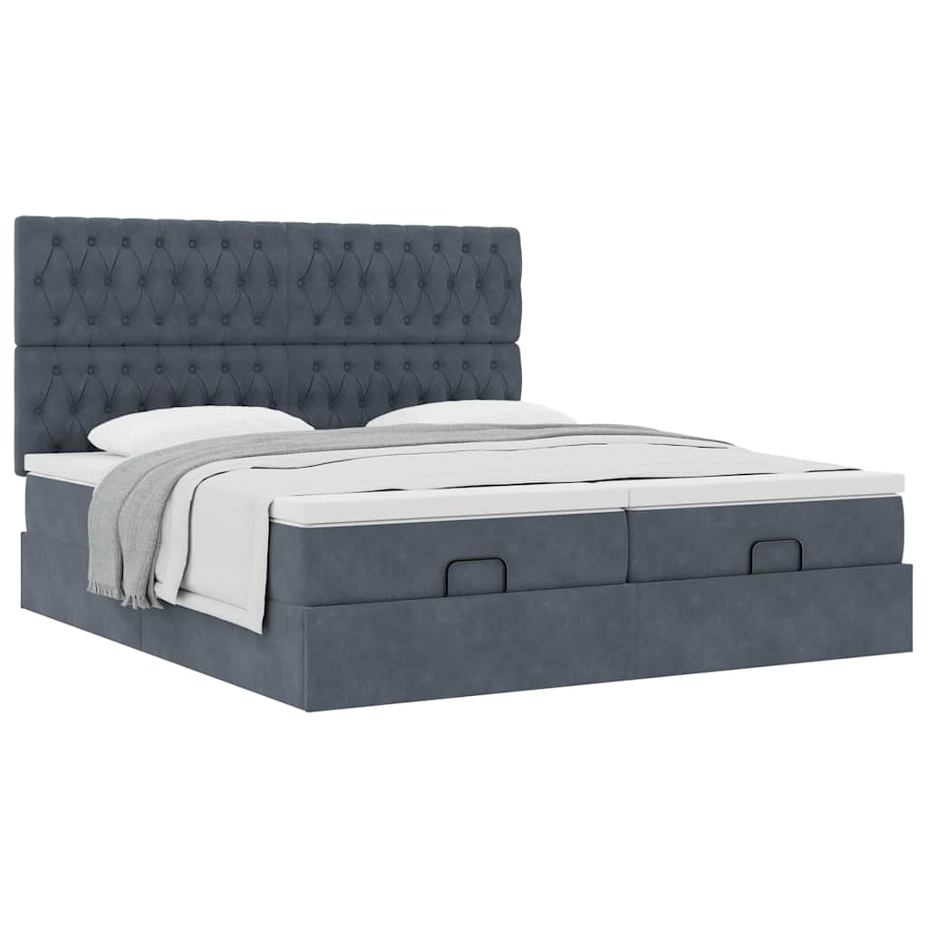 Estrutura cama otomana colchões 160x200 cm cinzento escuro