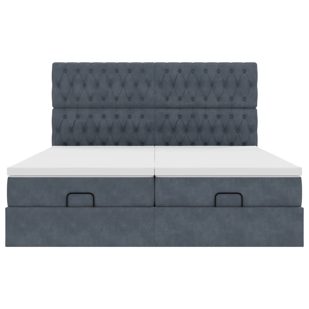 Estrutura cama otomana colchões 160x200 cm cinzento escuro