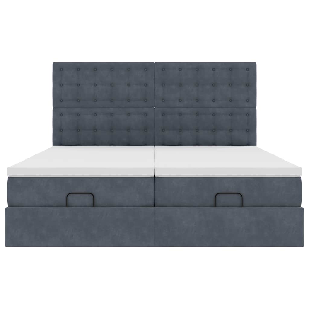 Estrutura cama otomana colchões 160x200 cm cinzento escuro