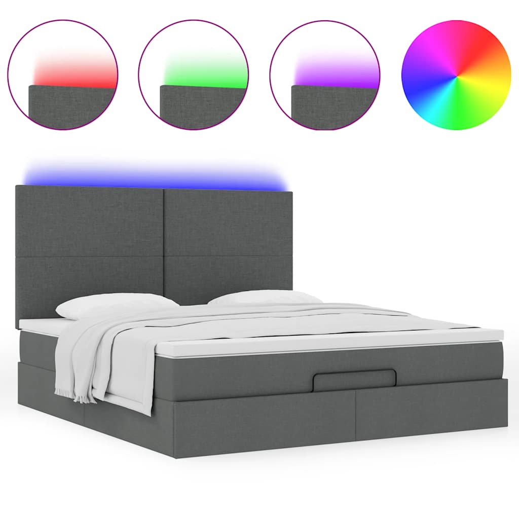 Estrutura de cama otomana com colchão 180x200cm cinzento escuro