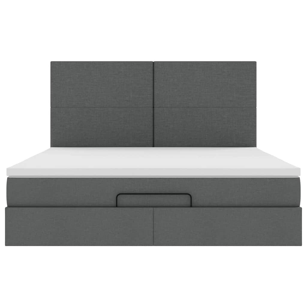 Estrutura de cama otomana com colchão 180x200cm cinzento escuro