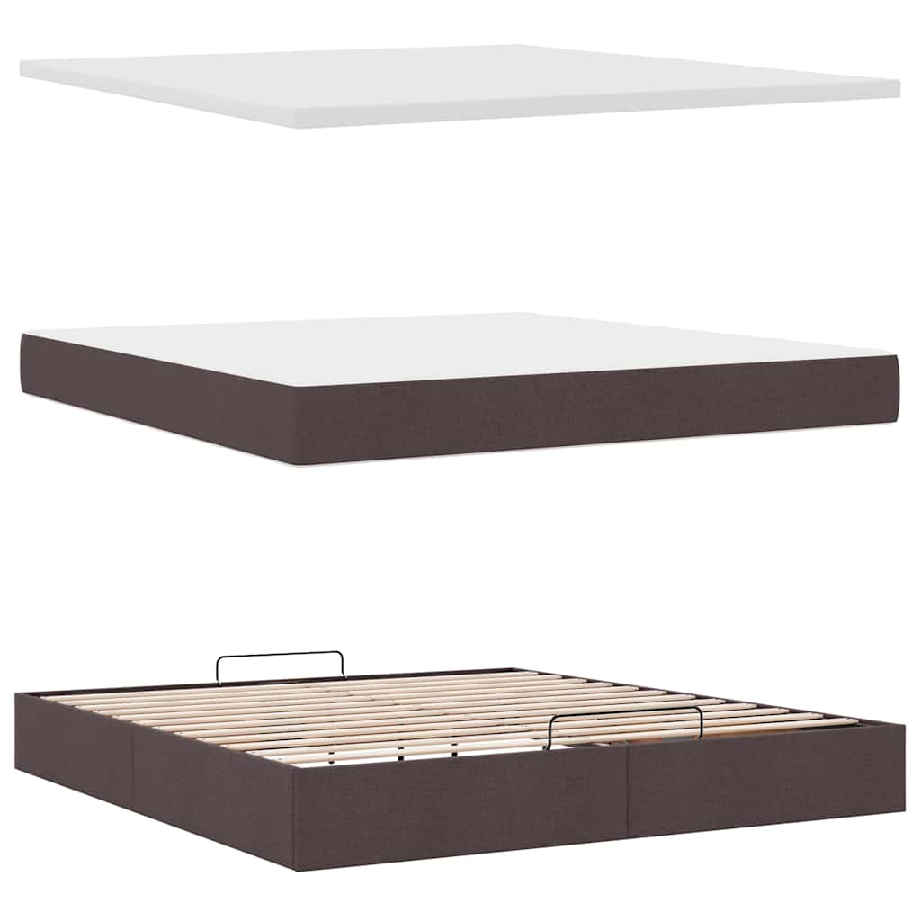 Estrutura de cama otomana com colchão 180x200cm castanho escuro