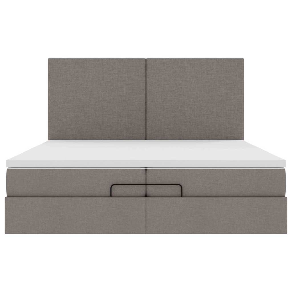 Estrutura cama otomana com colchões tecido cinzento 200x200cm