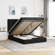 Estrutura de cama otomana com colchão 140x190 cm tecido preto