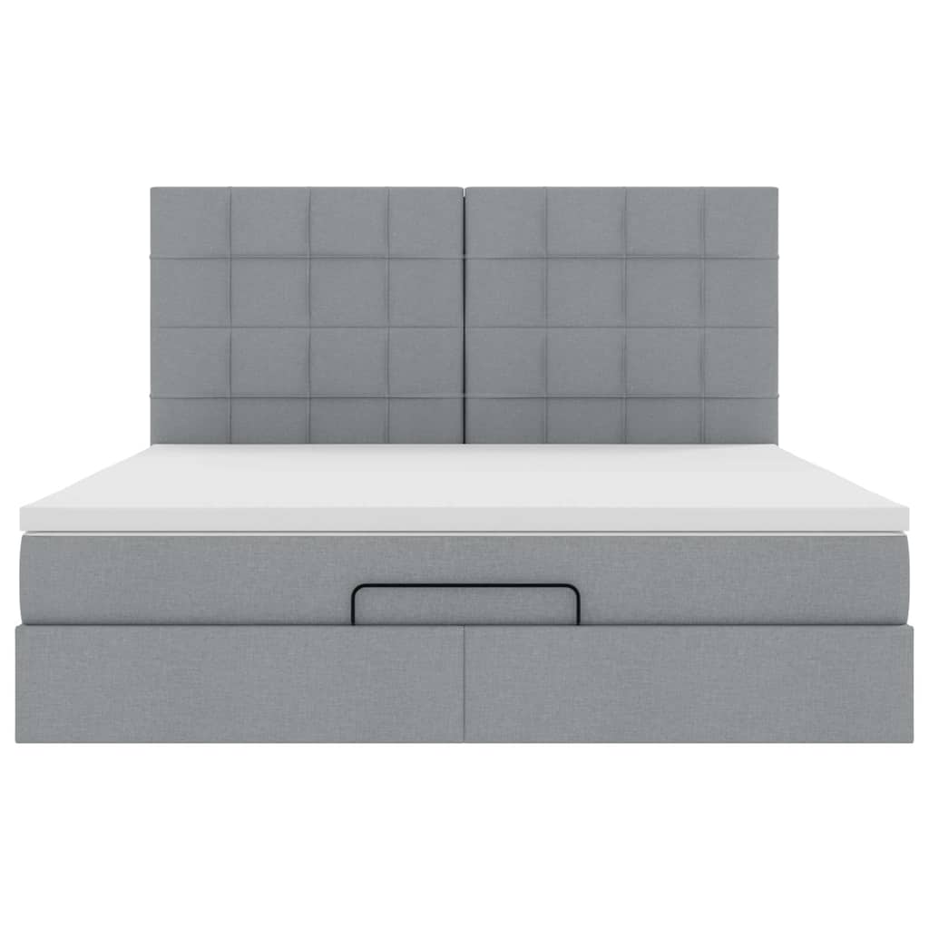 Estrutura cama otomana colchão 160x200 cm tecido cinzento claro