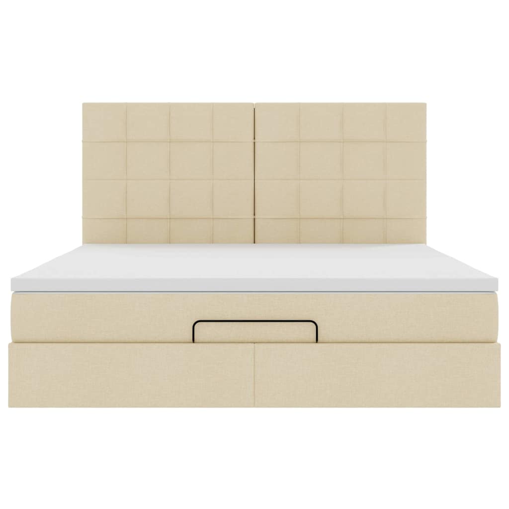 Estrutura de cama otomana com colchão tecido creme 160x200cm