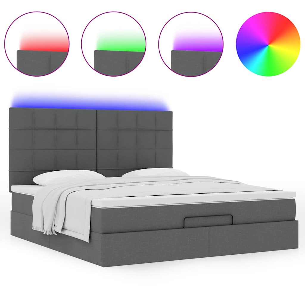 Estrutura de cama otomana com colchão 180x200cm cinzento escuro