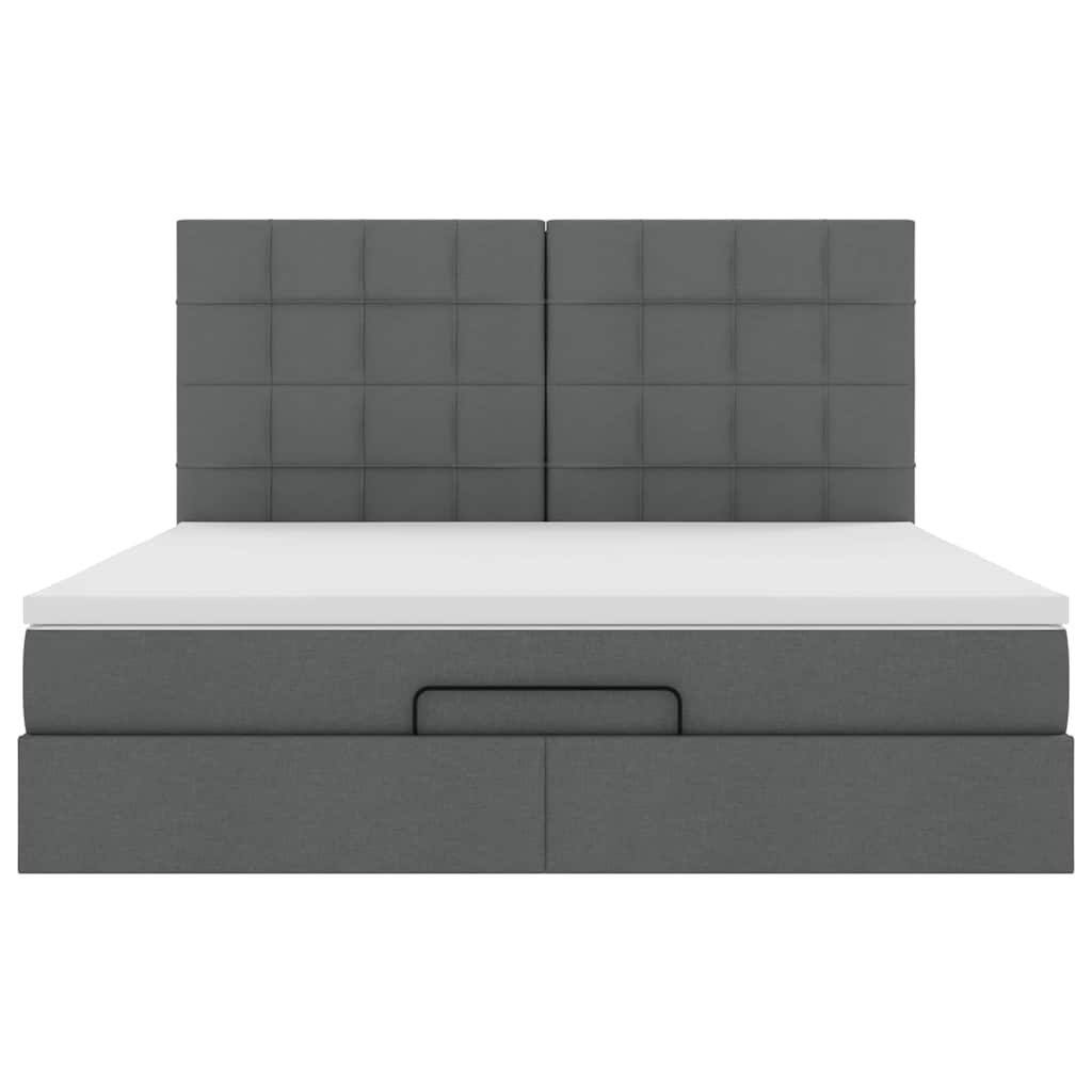 Estrutura de cama otomana com colchão 180x200cm cinzento escuro
