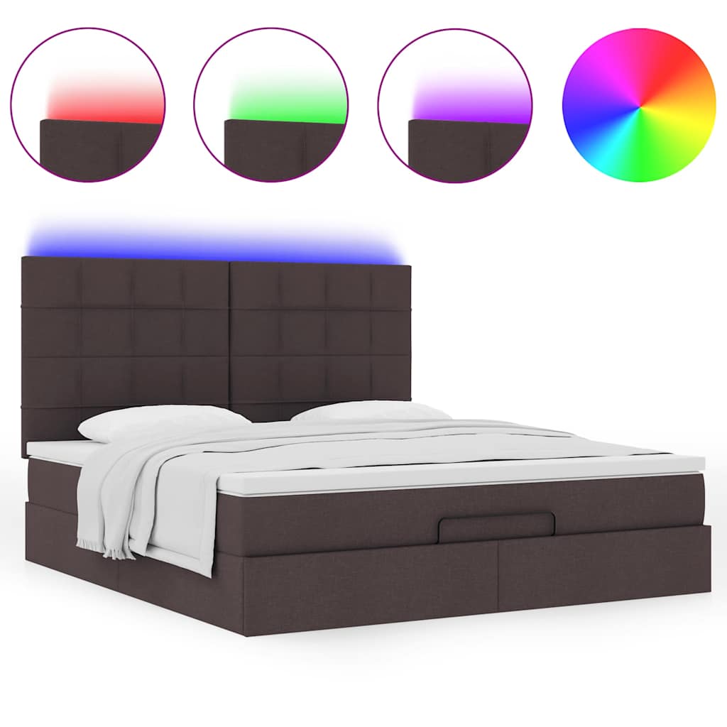 Estrutura de cama otomana com colchão 180x200cm castanho escuro