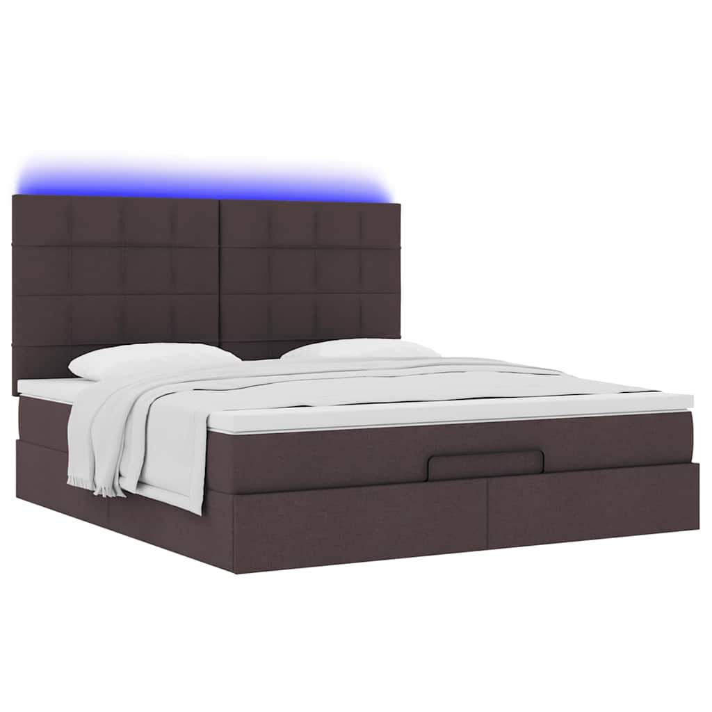 Estrutura de cama otomana com colchão 180x200cm castanho escuro