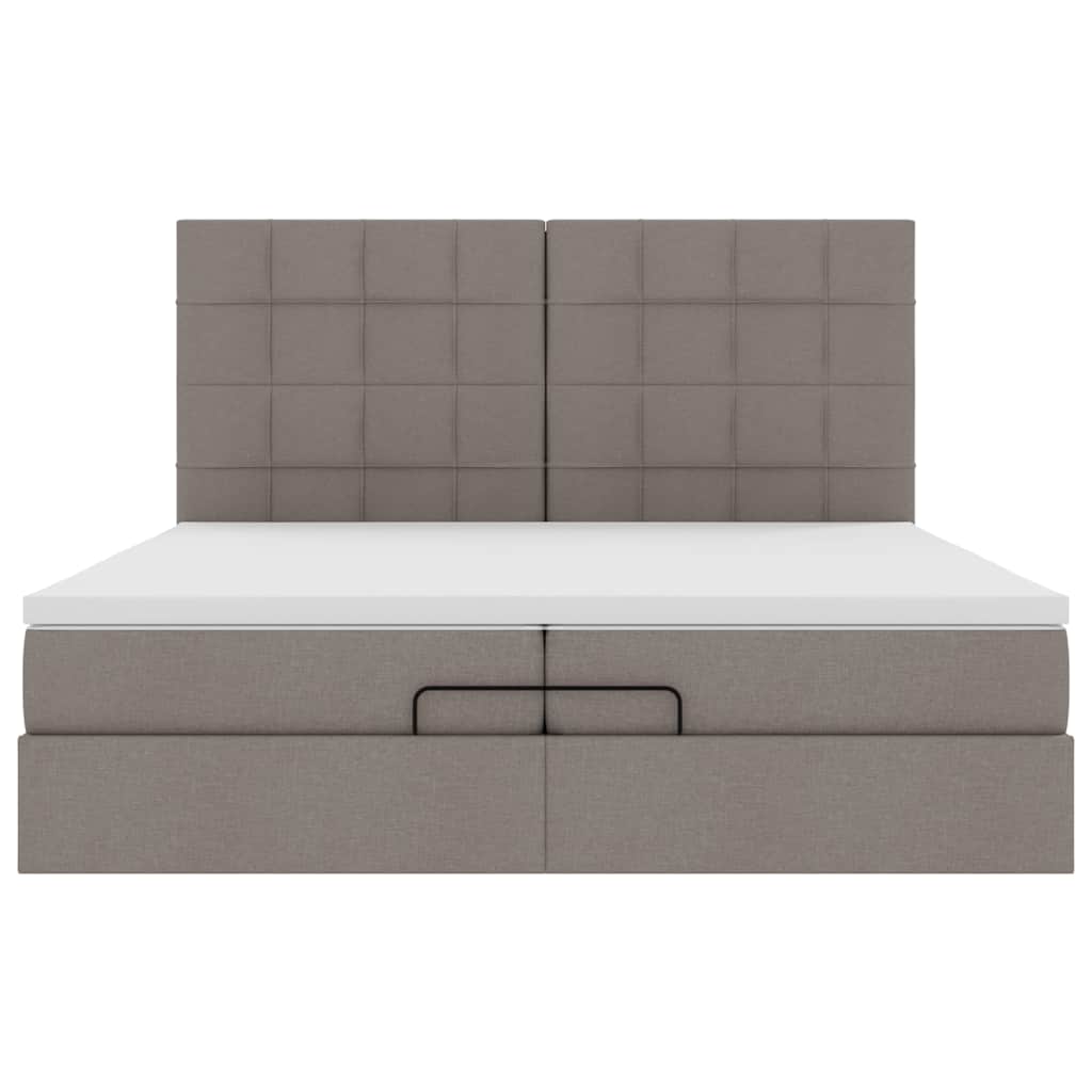 Estrutura cama otomana com colchões tecido cinzento 200x200cm