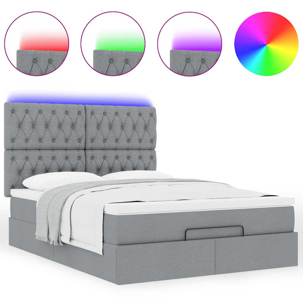 Estrutura de cama otomana com colchão 140x190 cm cinzento claro